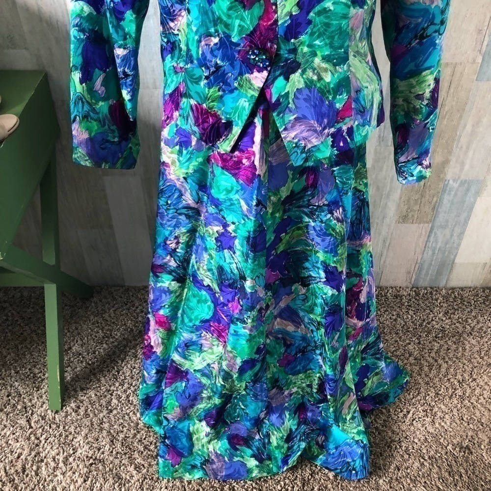 Vintage Anne Crimmins Umi Collections Blazer & Skirt Set size12 Jeweled Buttons - Picture 8 of 10